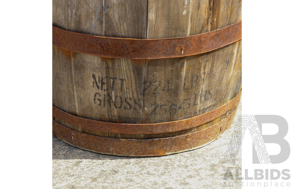 Vintage Wooden Oak Barrel