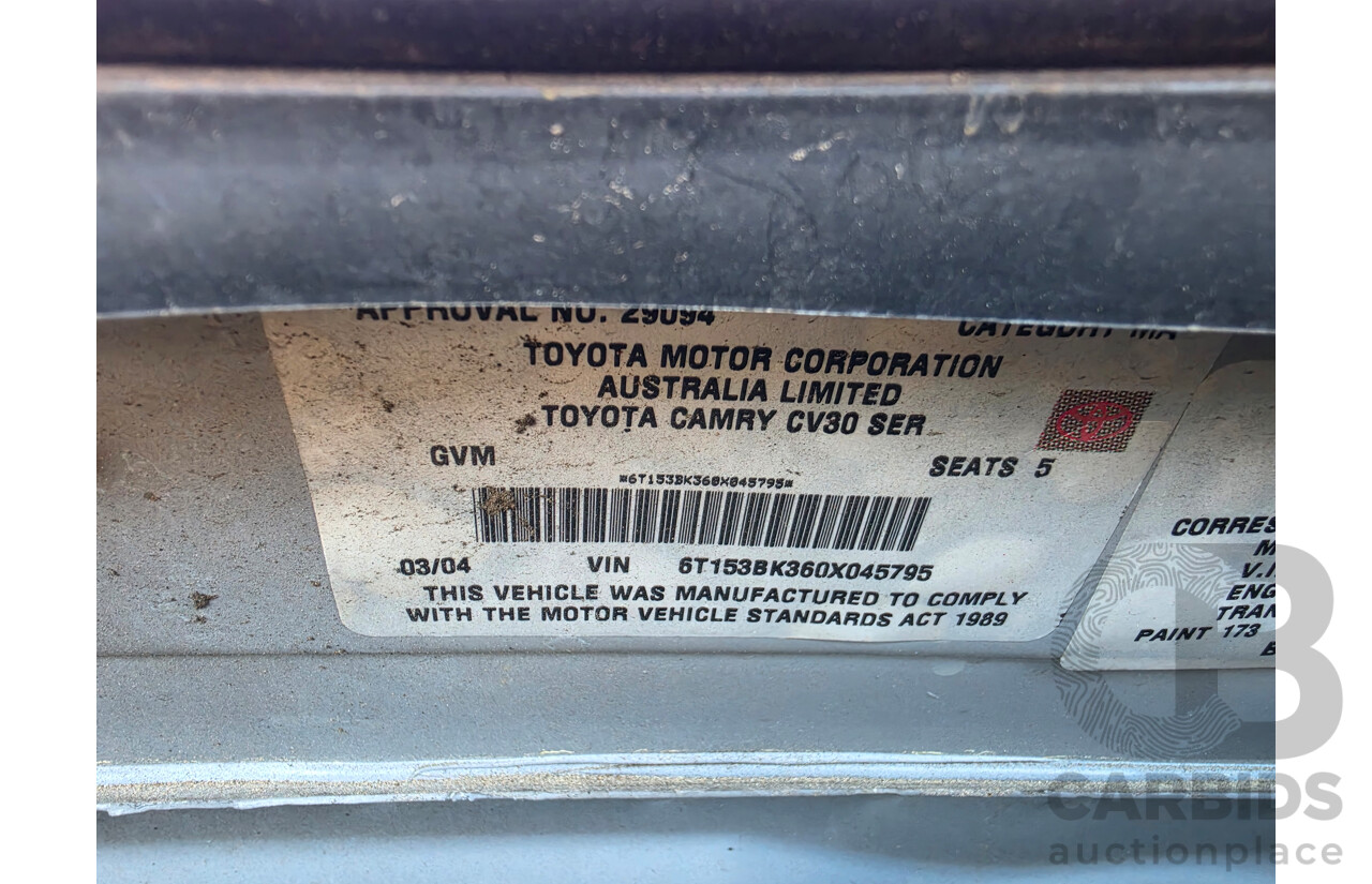03/2004 Toyota Camry Ateva ACV36R 4d Sedan Silver 2.4L