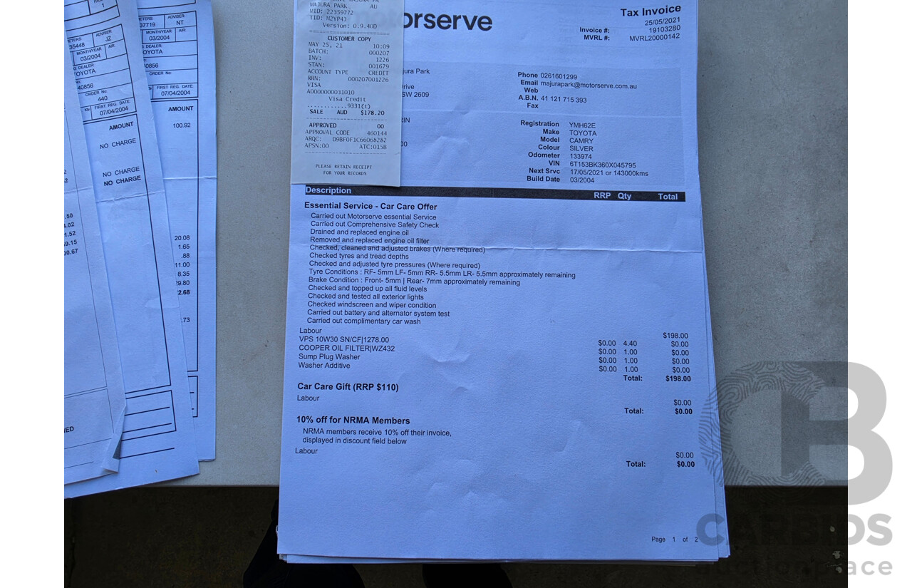 03/2004 Toyota Camry Ateva ACV36R 4d Sedan Silver 2.4L