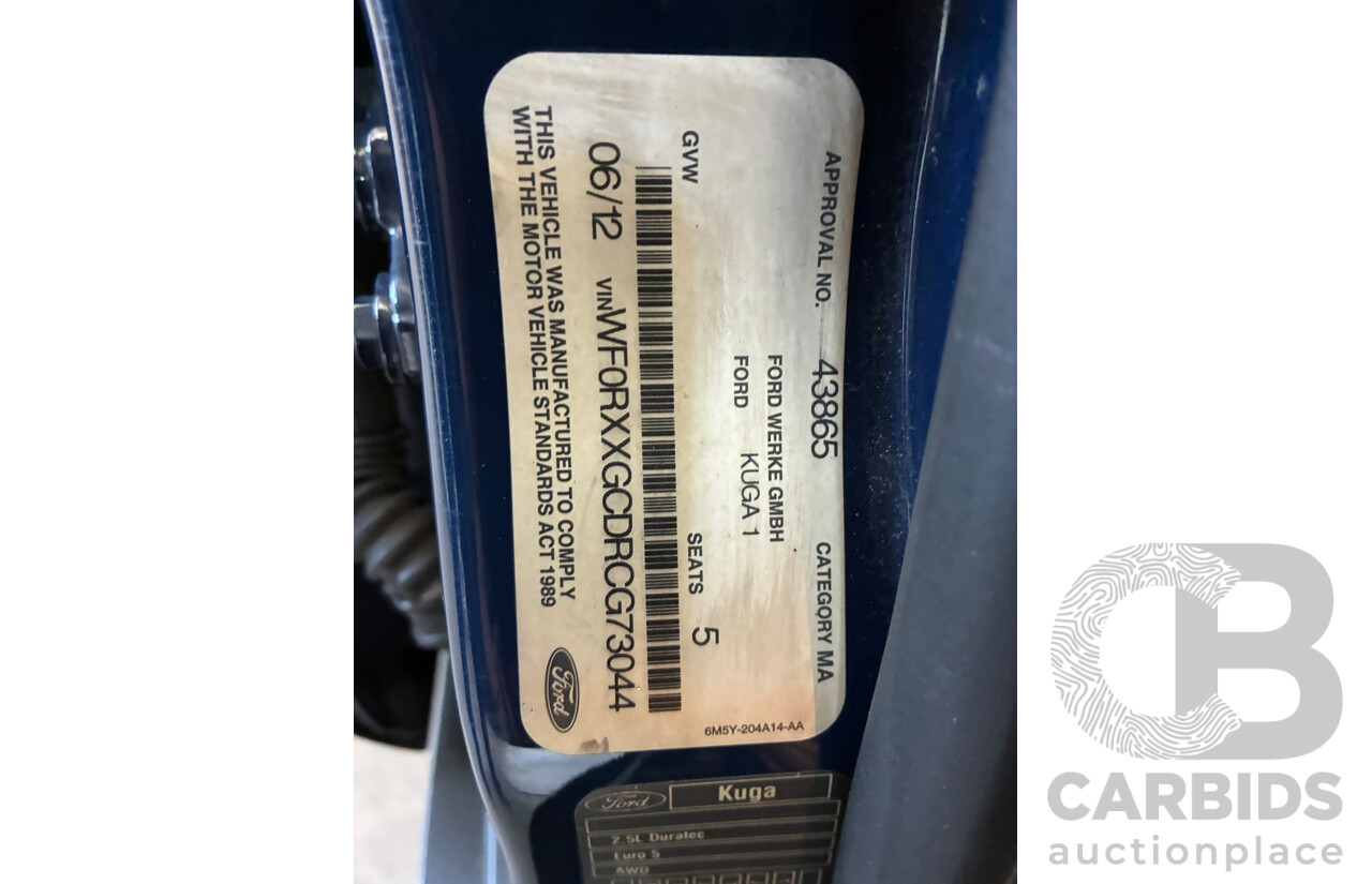 06/2012 Ford Kuga Titanium (AWD) TE 4d Wagon Blue 2.5L