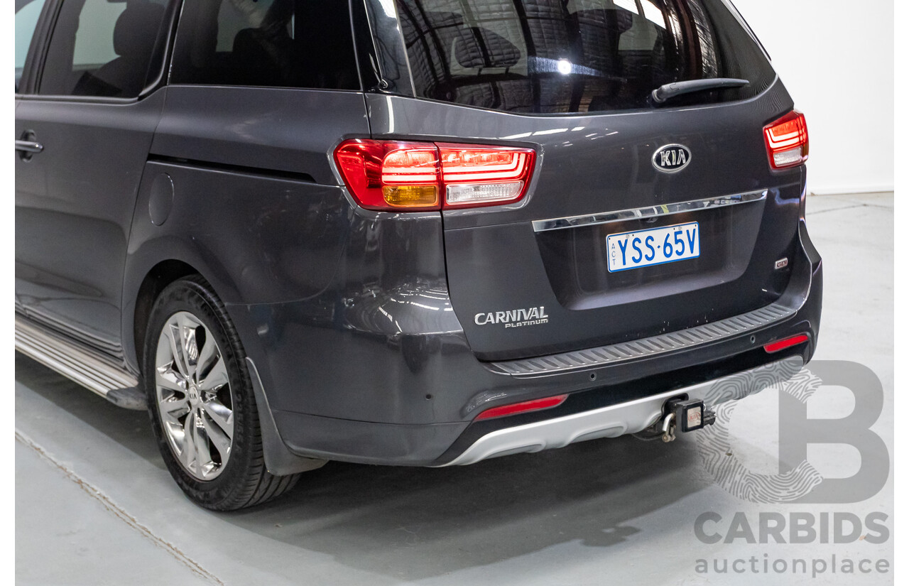 9/2015 Kia Carnival Platinum YP 4d Wagon Graphite Grey V6 3.3L - 8 Seater