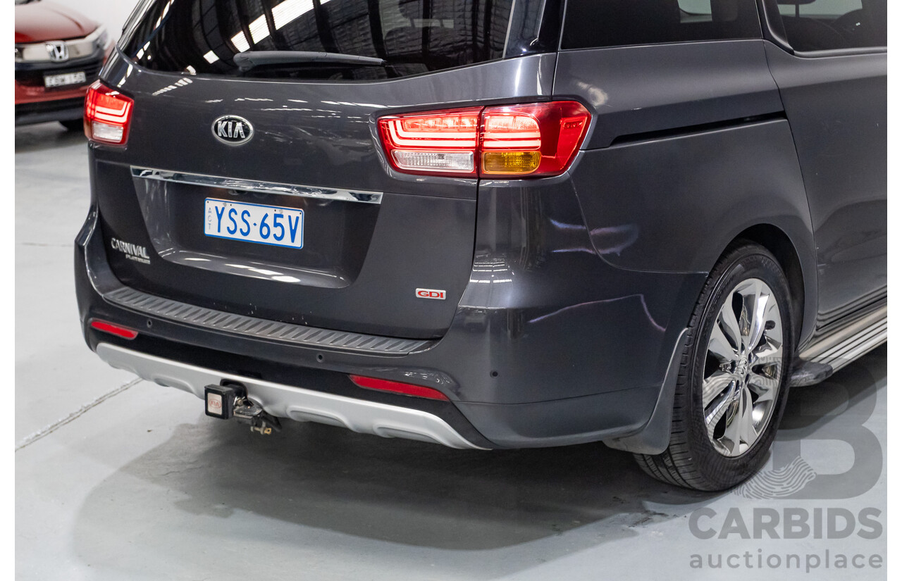 9/2015 Kia Carnival Platinum YP 4d Wagon Graphite Grey V6 3.3L - 8 Seater