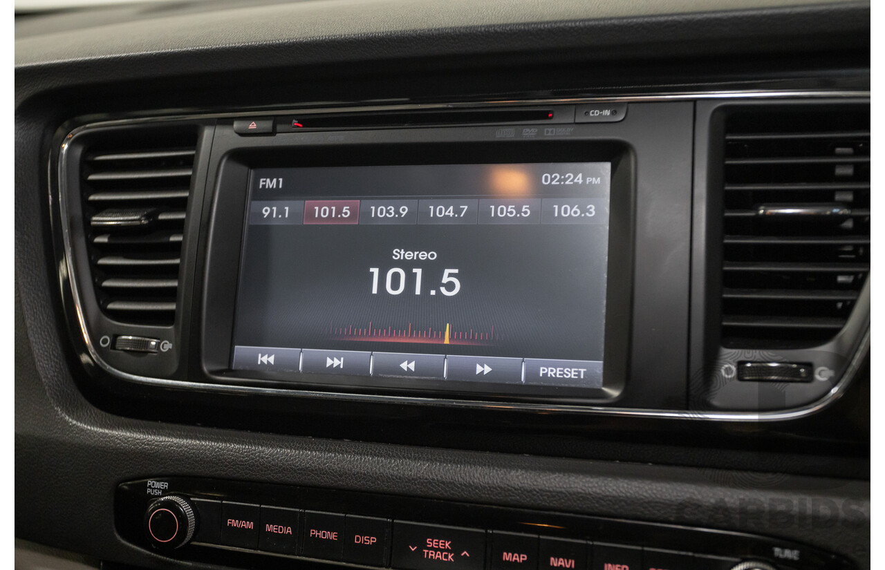 9/2015 Kia Carnival Platinum YP 4d Wagon Graphite Grey V6 3.3L - 8 Seater