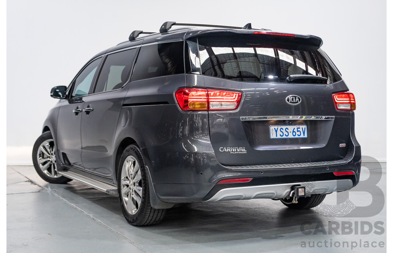 9/2015 Kia Carnival Platinum YP 4d Wagon Graphite Grey V6 3.3L - 8 Seater