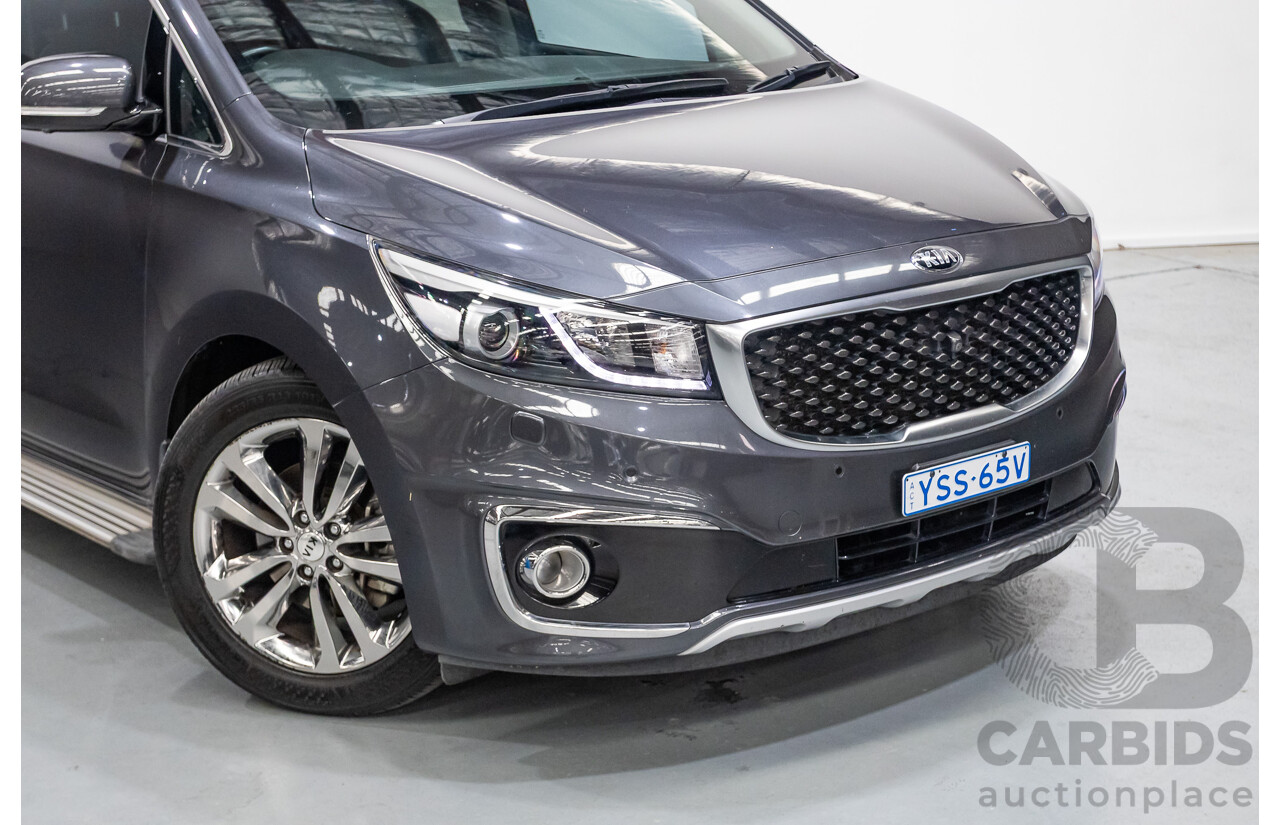 9/2015 Kia Carnival Platinum YP 4d Wagon Graphite Grey V6 3.3L - 8 Seater