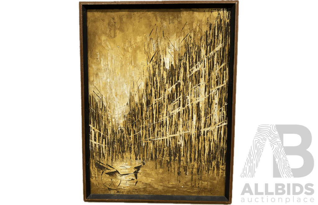 Artist Unknown ''Abstract Gold Street Art Work'' Acrylic on Canvas (49x64cm)