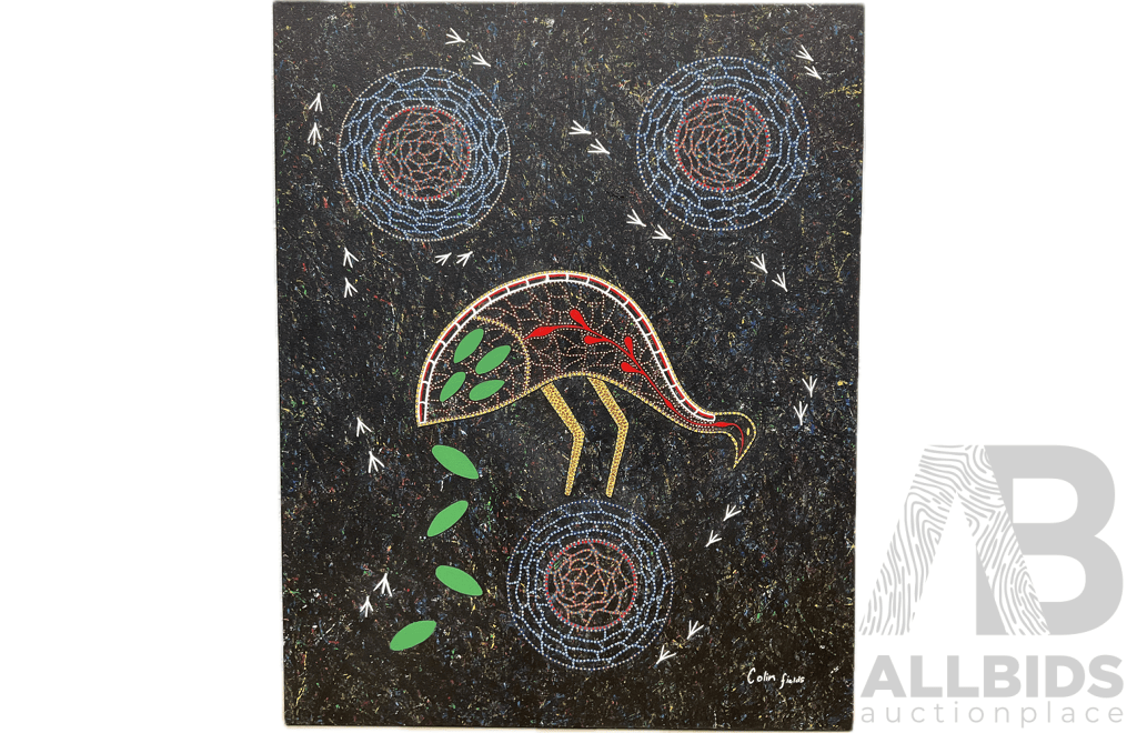 COLIN FIELDS, ''Emu Artwork'' Acrylic on Canvas (100x80cm)