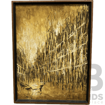 Artist Unknown ''Abstract Gold Street Art Work'' Acrylic on Canvas (49x64cm)
