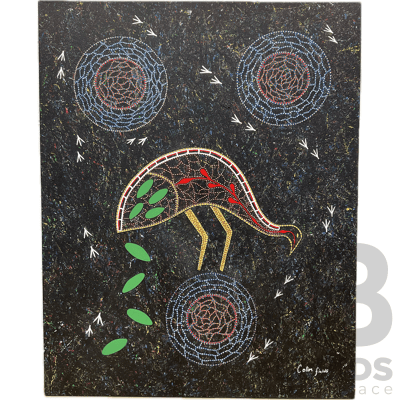 COLIN FIELDS, ''Emu Artwork'' Acrylic on Canvas (100x80cm)