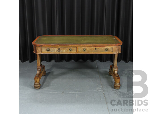 Victorian Mahogany Leather Top Library Table