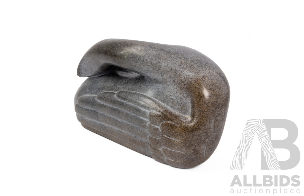Large Carved Stone Tranquil Swan