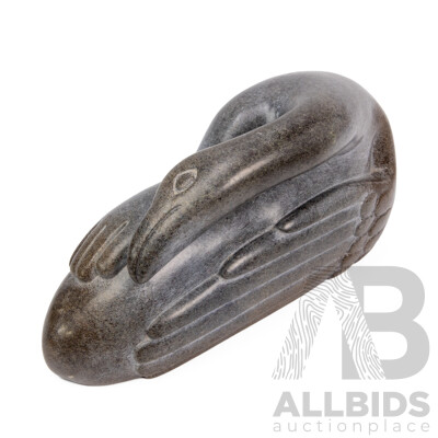 Large Carved Stone Tranquil Swan