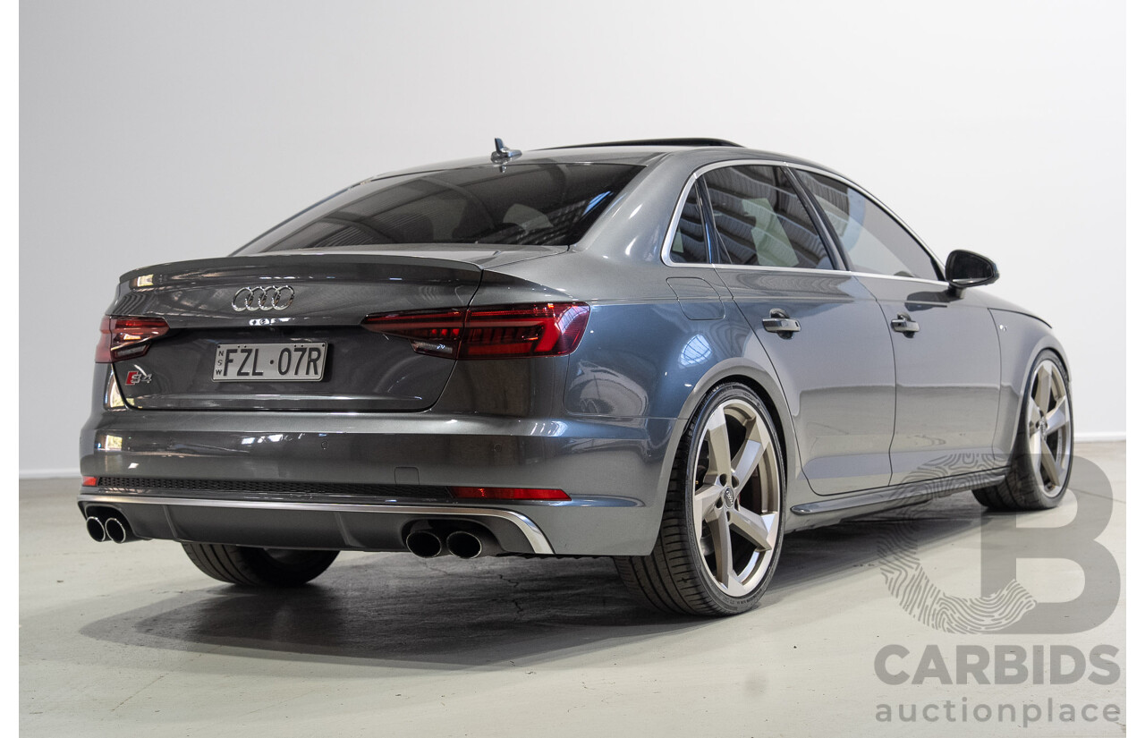 01/2018 Audi S4 3.0 TFSI Quattro Tiptronic (AWD) B9 MY18 4d Sedan Daytona Grey Turbo 3.0L