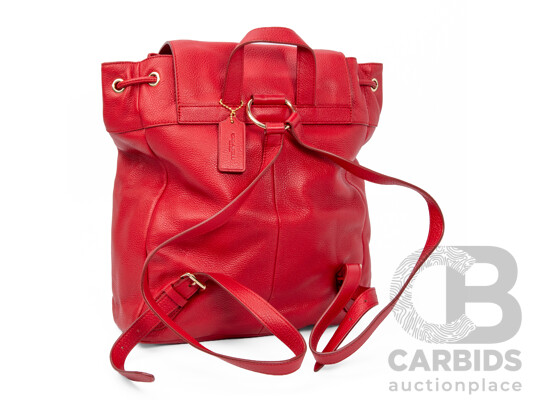 Coach Turnlock Red Leather Backpack