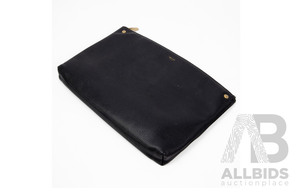 Oroton Textured Black Leather Tote Shoulder Bag