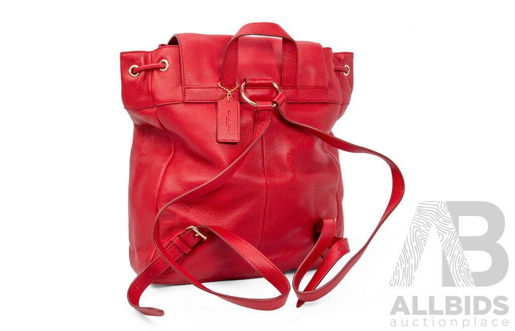Coach Turnlock Red Leather Backpack