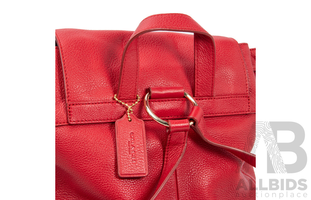 Coach Turnlock Red Leather Backpack