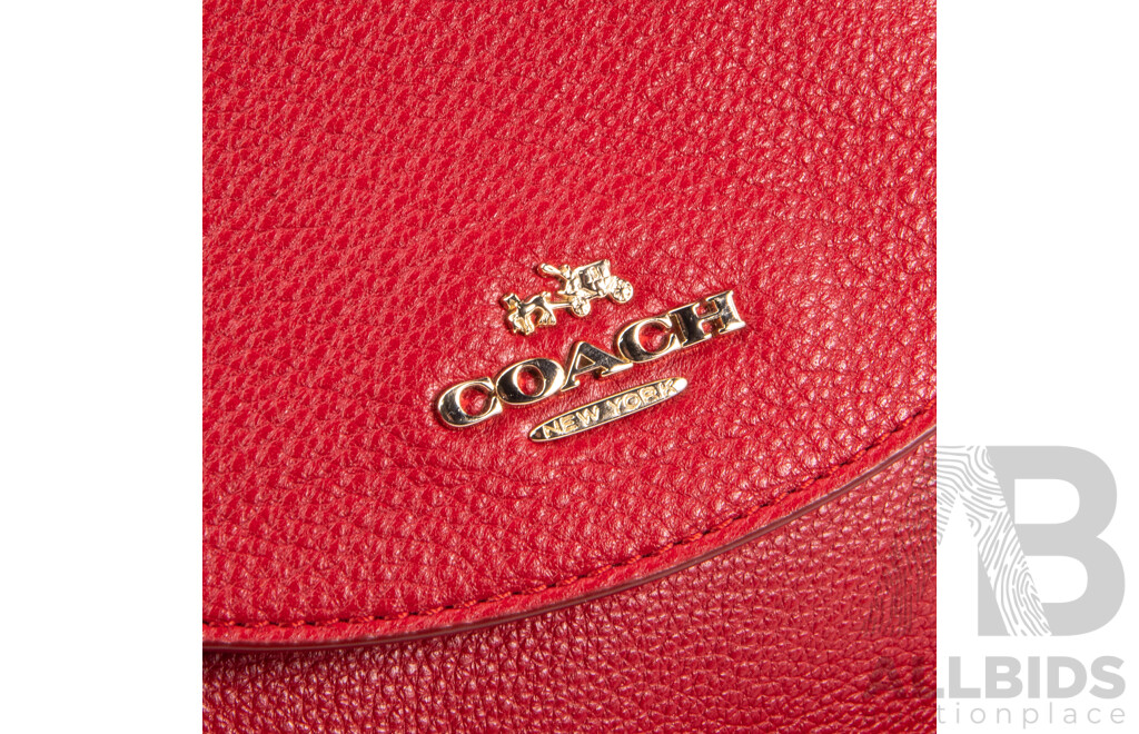 Coach Turnlock Red Leather Backpack