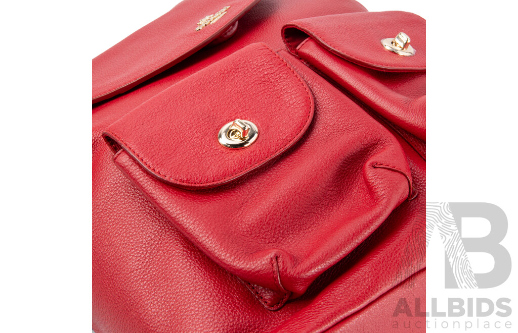 Coach Turnlock Red Leather Backpack