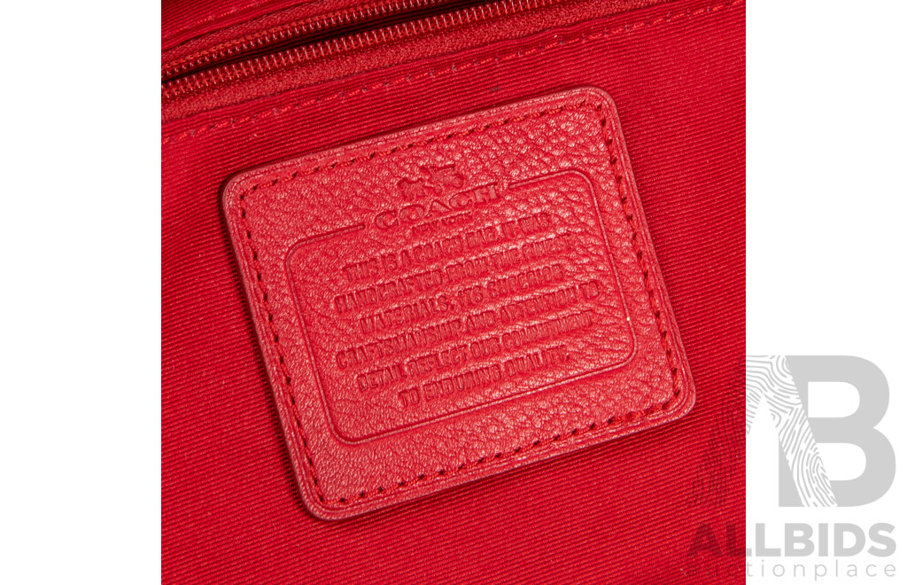 Coach Turnlock Red Leather Backpack