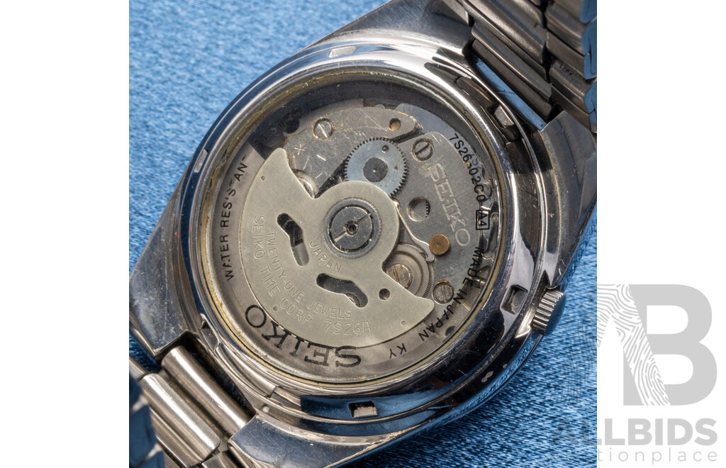 Vintage Seiko 5 White Face Automatic Watch - Ref: 7S26-02C0