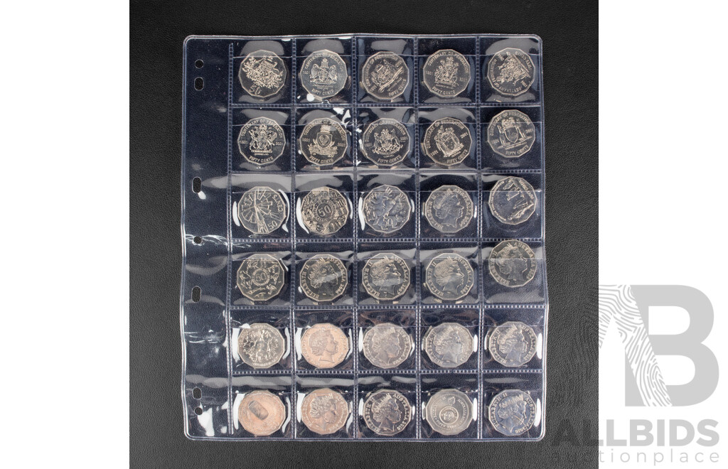 Australian Fifty Cent Coin Set Spanning 1966 to 2026 Including 2001 Federation Set, 2014 AIATIS, 2016 Fifty Years Decimal Currency