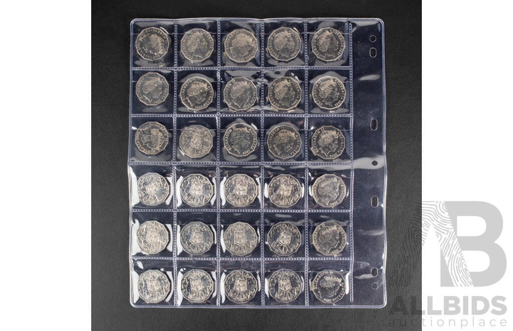 Australian Fifty Cent Coin Set Spanning 1966 to 2026 Including 2001 Federation Set, 2014 AIATIS, 2016 Fifty Years Decimal Currency