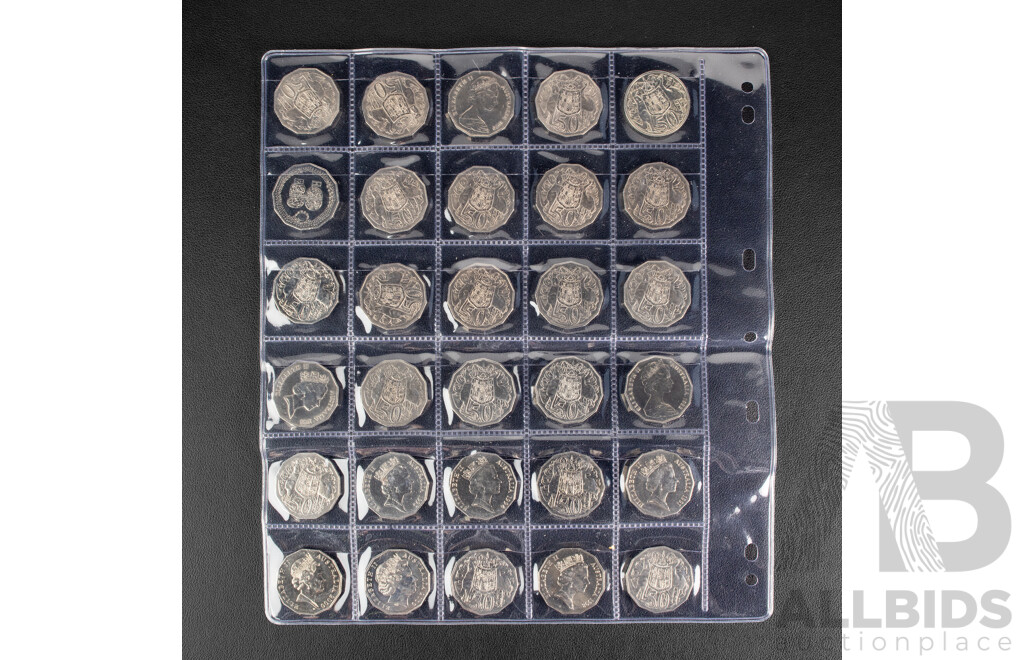 Australian Fifty Cent Coin Set Spanning 1966 to 2026 Including 2001 Federation Set, 2014 AIATIS, 2016 Fifty Years Decimal Currency