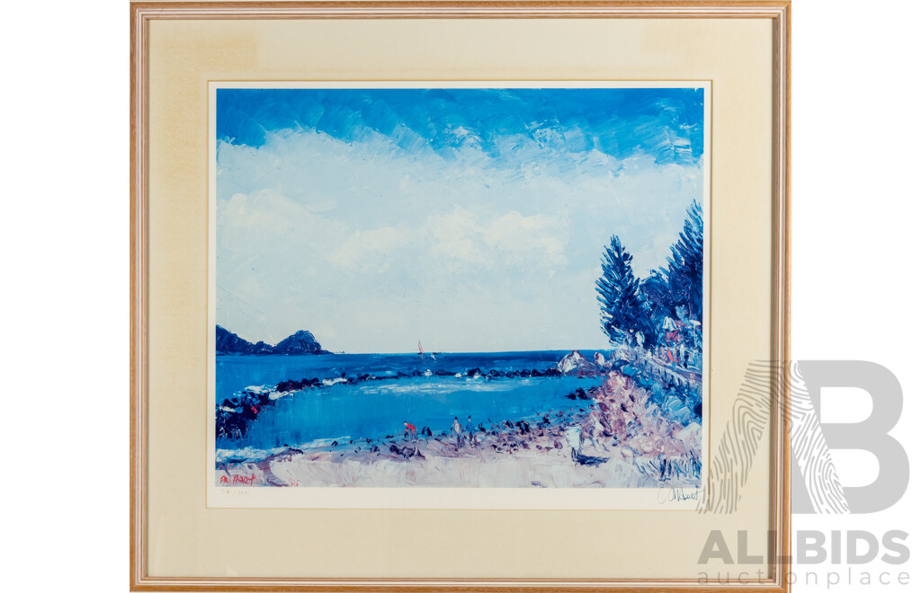 Pro Hart (20th Century, Australian, 1928-2006), Beach Scene (1988), Limited Editioned Signed Print After Original Oil, 73H x 81W cm (frame)