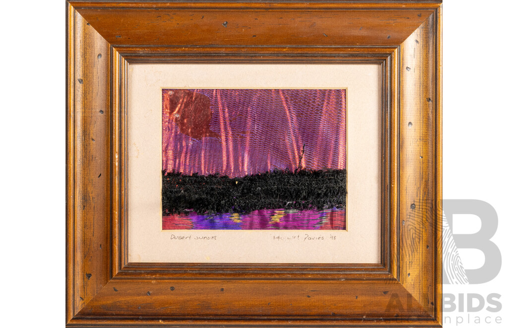 Margaret Davis (20th Century), Desert Sunset (1998), Mixed Media Textiles, 31H x 36W cm (frame)