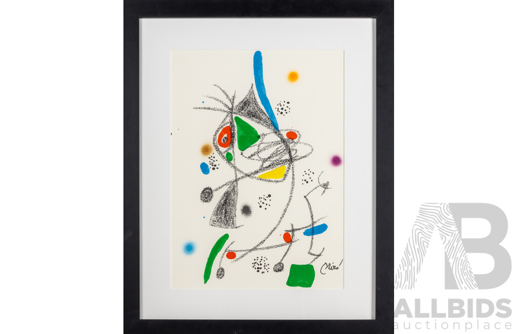 Joan Miro (19/20th Centuries, 1893-1983), Maravillas Con Variacones Acrosticas en El Jardin De Miro [Wonders with Aristocratic Variations in Miro's Garden] (1973), Lithograph, 69H x 55W cm (frame)