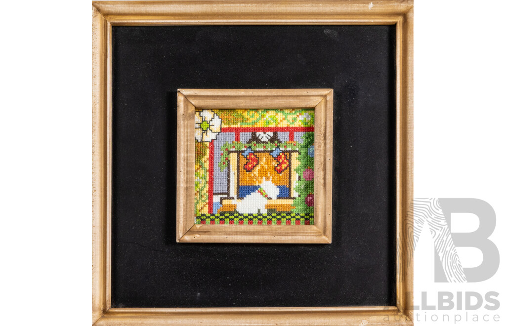 Collection of Two Vintage Collections and Sweet Miniature Cross Stitch, 31H x 26W cm (largest frame) (3)