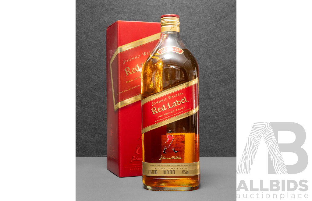 Vintage Johnnie Walker Red Label Blended Scotch Whisky Flagon in Presentation Box
