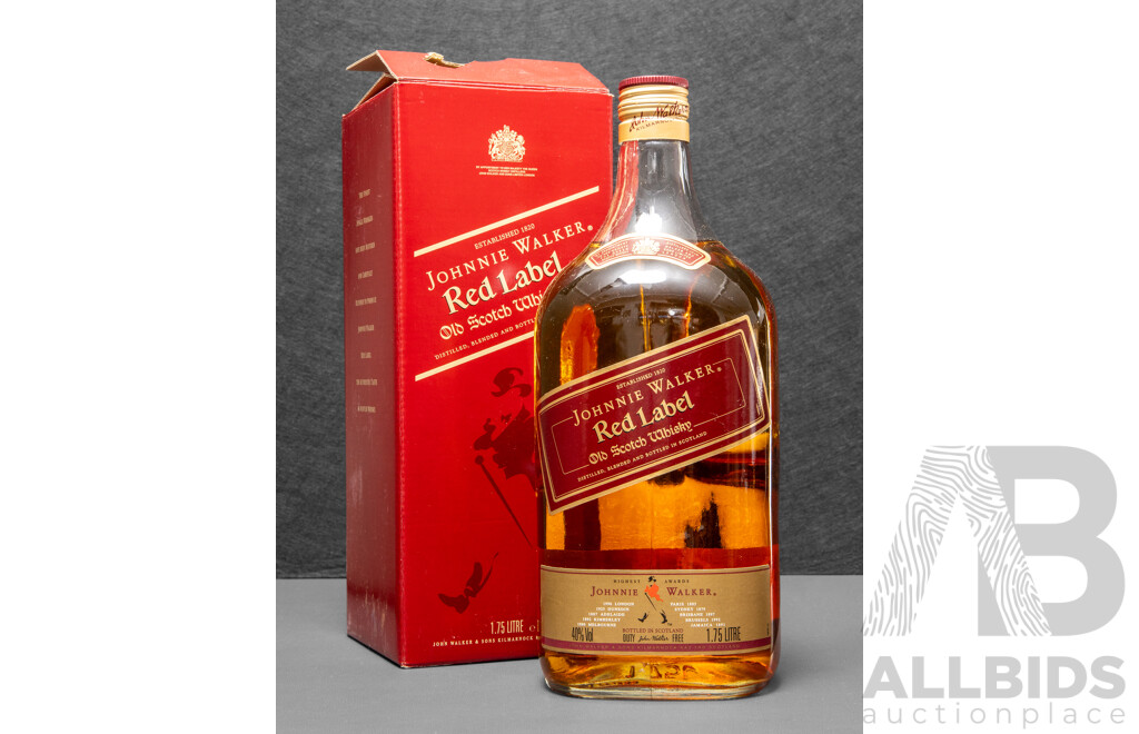 Johnnie Walker Red Label Old Scotch Whisky Flagon in Presentation Box
