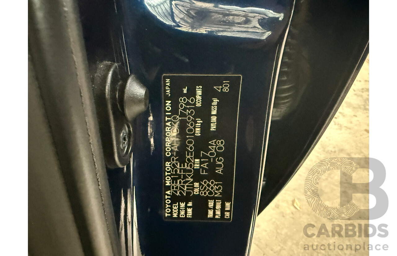 09/2008 Toyota Corolla Ascent ZRE152R 5d Hatchback Blue 1.8L