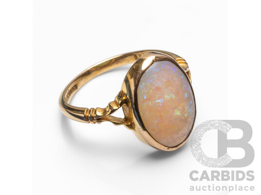 Vintage 15ct Yellow Gold & Opal Dress Ring - Size N