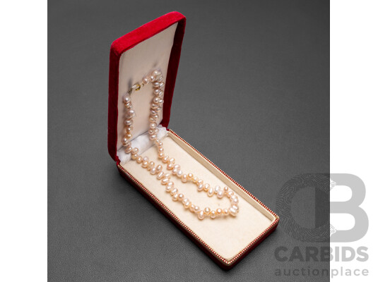 Strand of Cultured Pink Freshwater Pearl Necklace. Length - 49cms