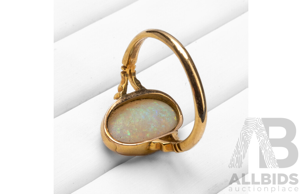 Vintage 15ct Yellow Gold & Opal Dress Ring - Size N