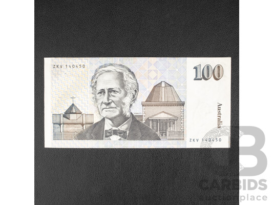 Australian 1992 One Hundred Dollar Error Note, R613 Fraser/Cole, Ink Smudge/Run to Signature Side, ZKV 140450