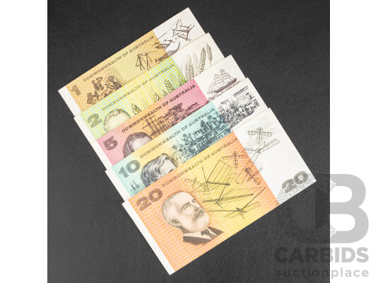 Australian 1972 COA Banknote Set to Twenty Dollars, Phillips/Wheeler