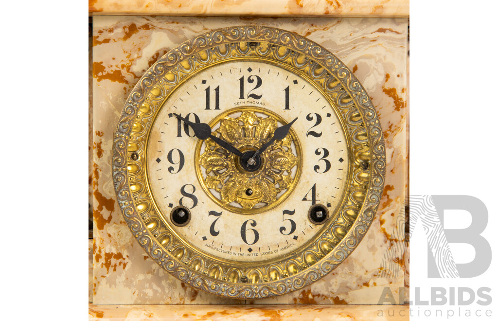 Reproduction SethThomas Faux Marble Mantel Clock