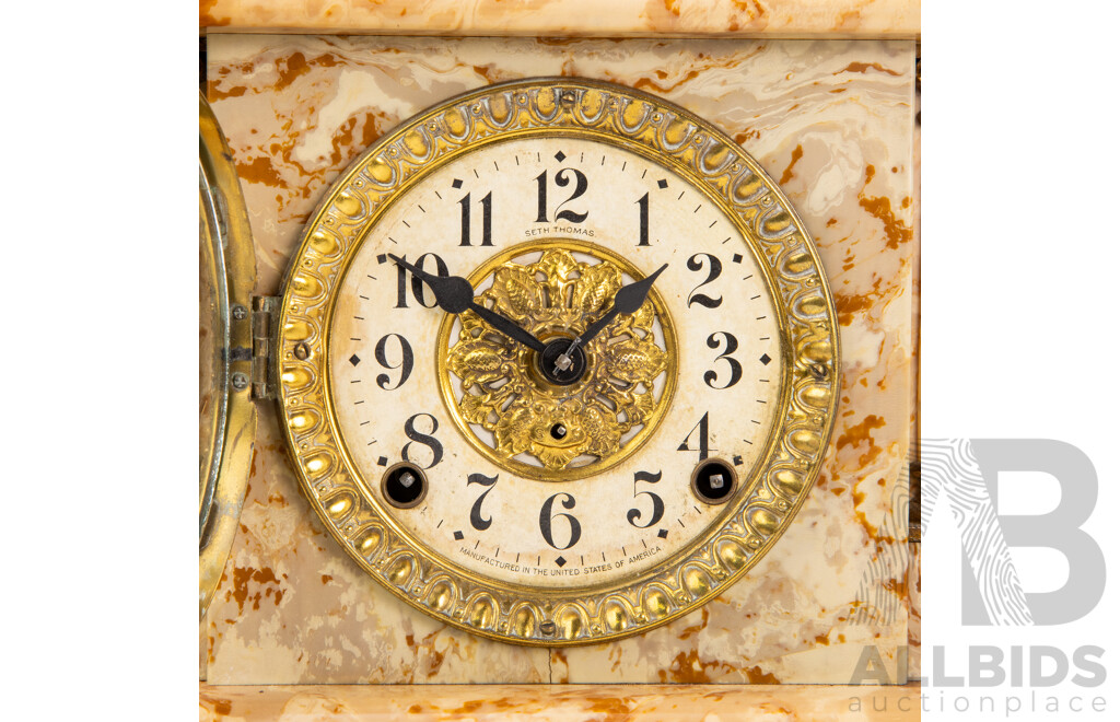Reproduction SethThomas Faux Marble Mantel Clock