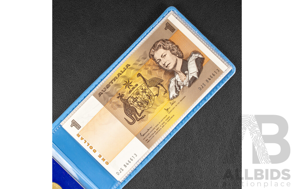 Australian 1984 First One Dollar, Last One Dollar Note Folder