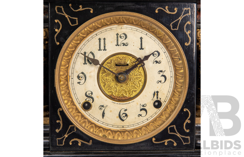 Vintage Timber Cased Ingraham Co Mantel Clock