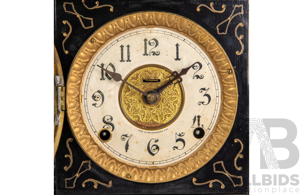 Vintage Timber Cased Ingraham Co Mantel Clock