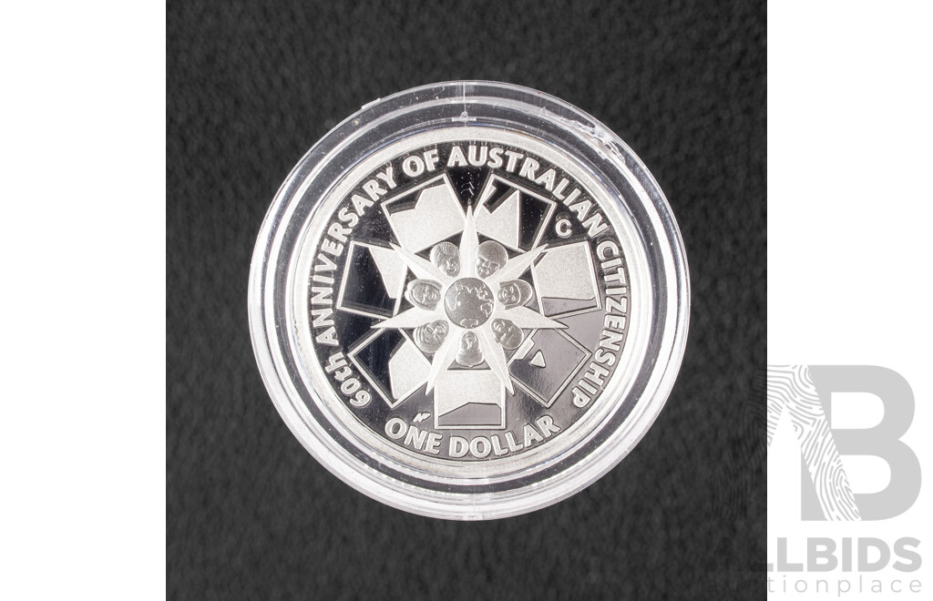 Australian 2009 Silver Proof One Dollar Coin, C Mint Mark, 60th Anniversary of Australian Citizenship .999
