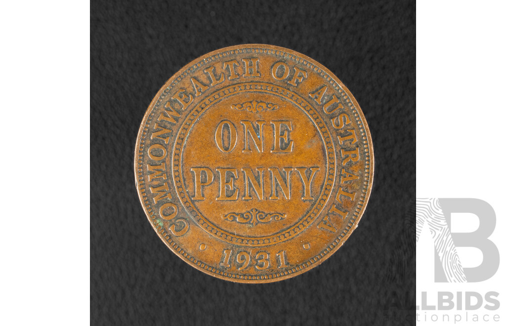 Australian 1931 KGV Penny, Dropped One