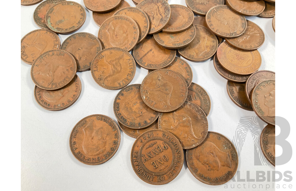 Collection of Australian Coins Including Pennies, Examples Spanning 1924 to 1964 and Commemorative Fifty Cent Coins, Three 1981 Charles and Diana, 1995 Weary Dunlop, Two Bass/Flinders