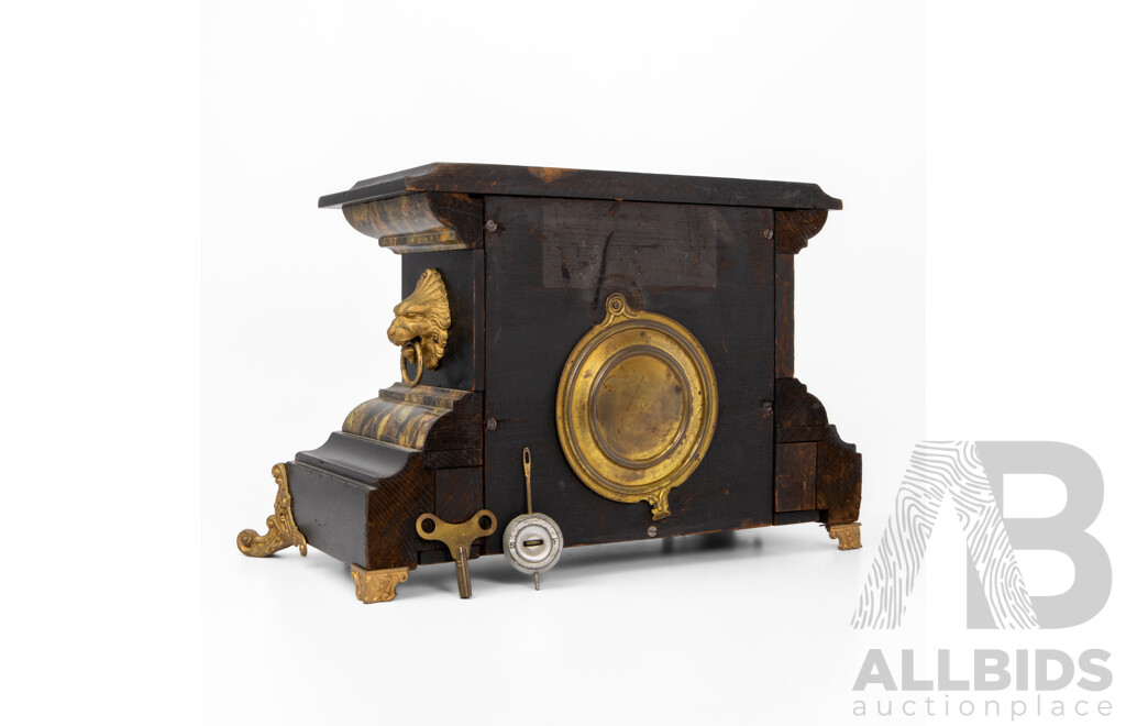 Faux Marble Timber Cased Welch Mantel Clock