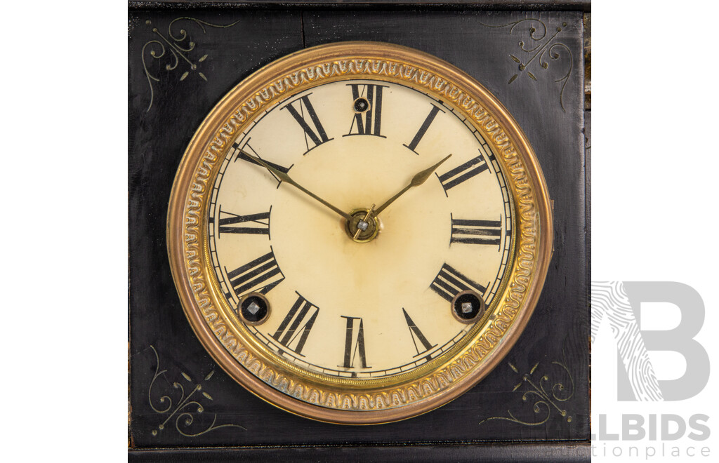 Faux Marble Timber Cased Welch Mantel Clock
